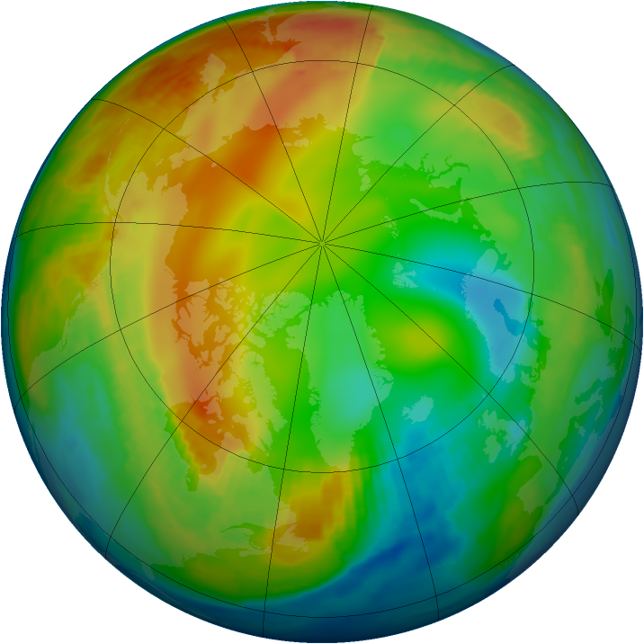 Arctic ozone map for 20 January 1997